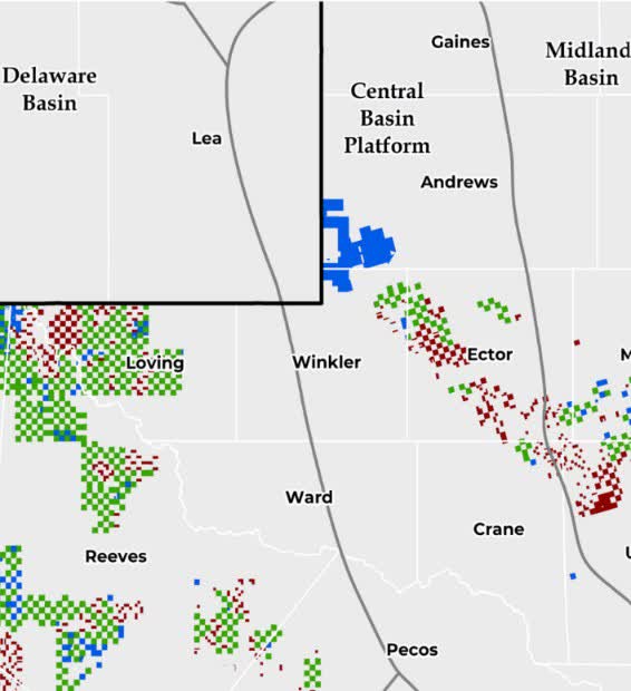 map of the TPL and LandBridge surface and royalty acreage